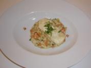 Rezept: Tomaten-Basilikum-Risotto mit gebratenem Steinbutt Tomaten-Basilikum-Risotto mit gebratenem Steinbutt - Rezept