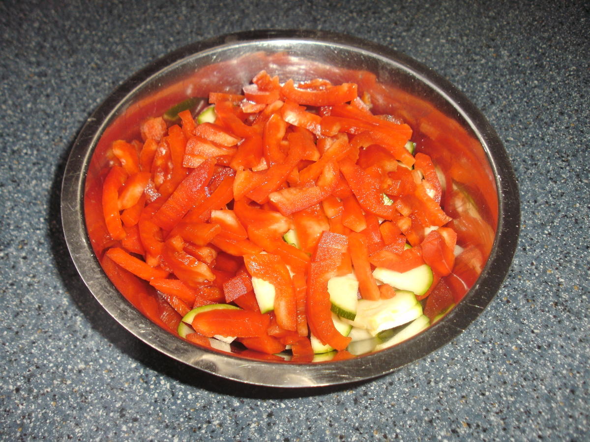 Gemüsepfanne mit Currysoße mit Garnelen - Rezept - Bild Nr. 4