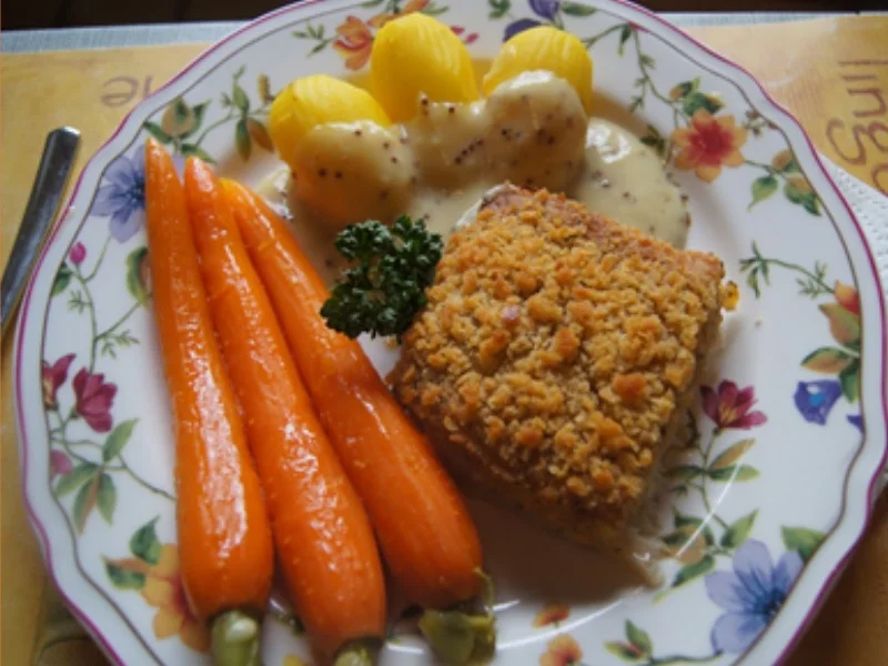 Rezept: Schlemmerfilet mit Honig-Bundmöhren, Senfsauce und Kartoffeln Bild Nr. 13 Schlemmerfilet mit Honig-Bundmöhren, Senfsauce und Kartoffeln - Rezept - Bild Nr. 13