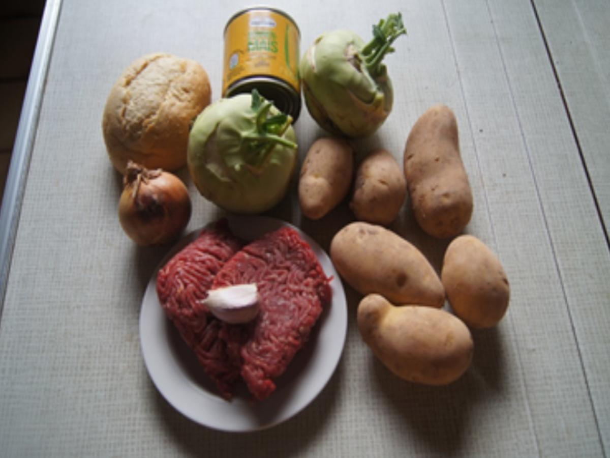 Maisfrikadellen mit Rahmkohlrabi und Kartoffelstampf - Rezept - Bild Nr. 3