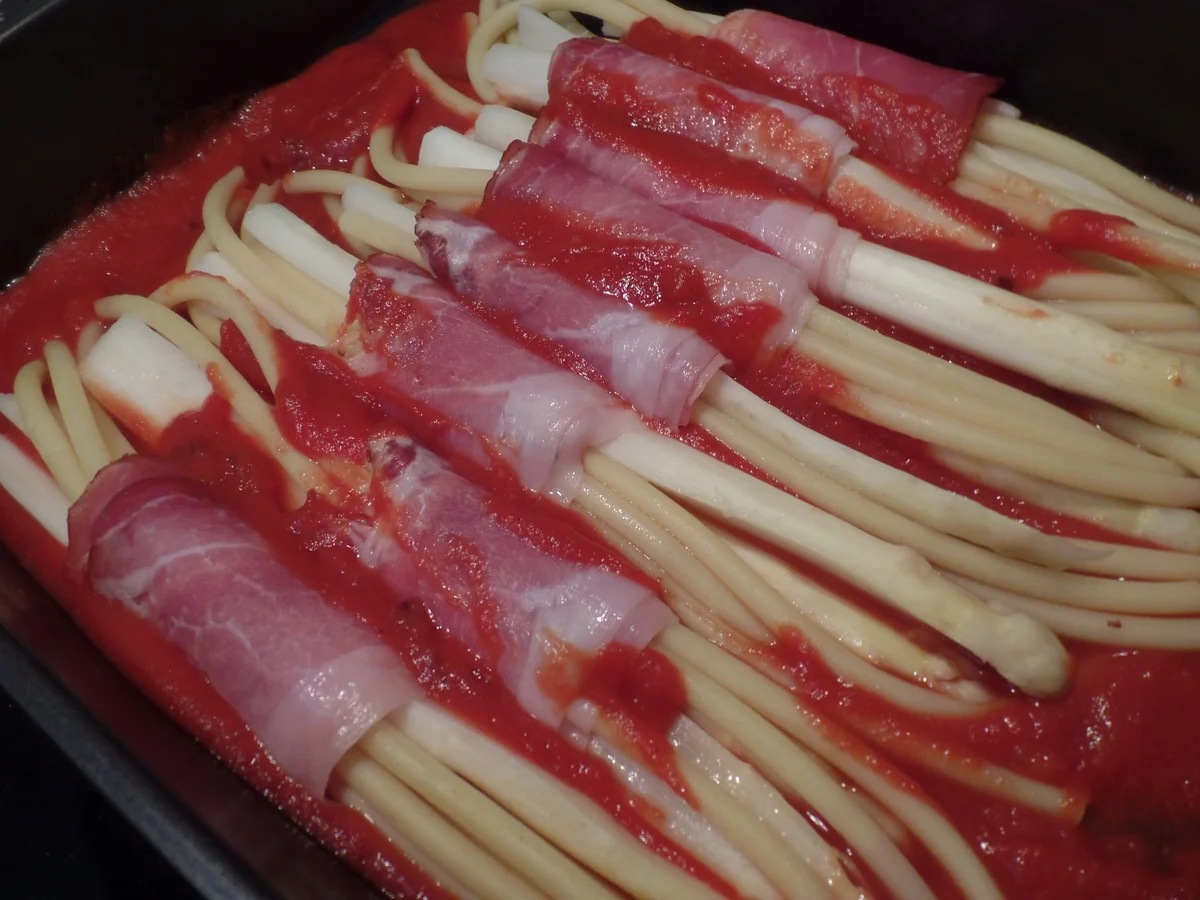 Spargel-Makkaroni im Schinkenspeckmantel - Rezept - Bild Nr. 10470