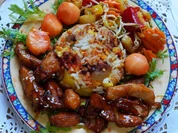 Süß-sauer-scharfes Hühnerfleisch mit Papaya und gebratenem Reis - Rezept - Bild Nr. 2