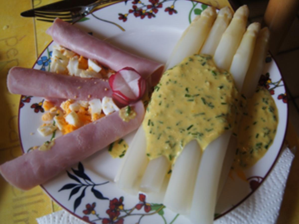 Spargel mit Kochschinken und pikanter Crème fraîche Sauce - Rezept ...