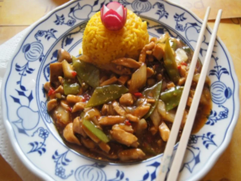 Chili-Hähnchenbrustfilet mit Gemüse im Wok und gelber Basmatireis - Rezept - Bild Nr. 15