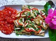 Rezept: Sahneomelett mit Basilikumblätter und Tomatensauce Bild Nr. 2 Sahneomelett mit Basilikumblätter und Tomatensauce - Rezept - Bild Nr. 2