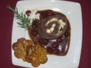 Hirschrollbraten an Kirschsoße mit Rösti - Rezept