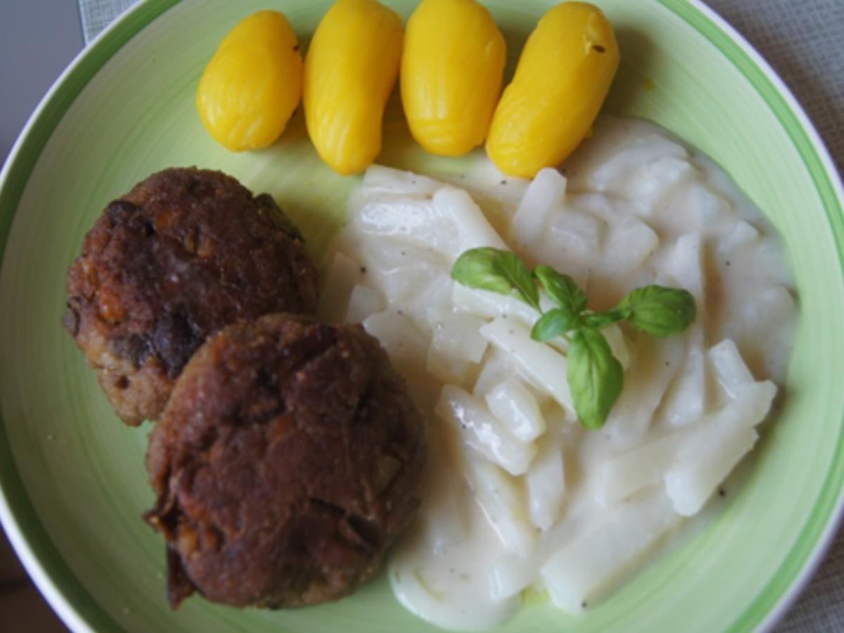 Steinpilz-Rindermett-Buletten mit Rahmkohlrabi und Drillingen - Rezept - Bild Nr. 15