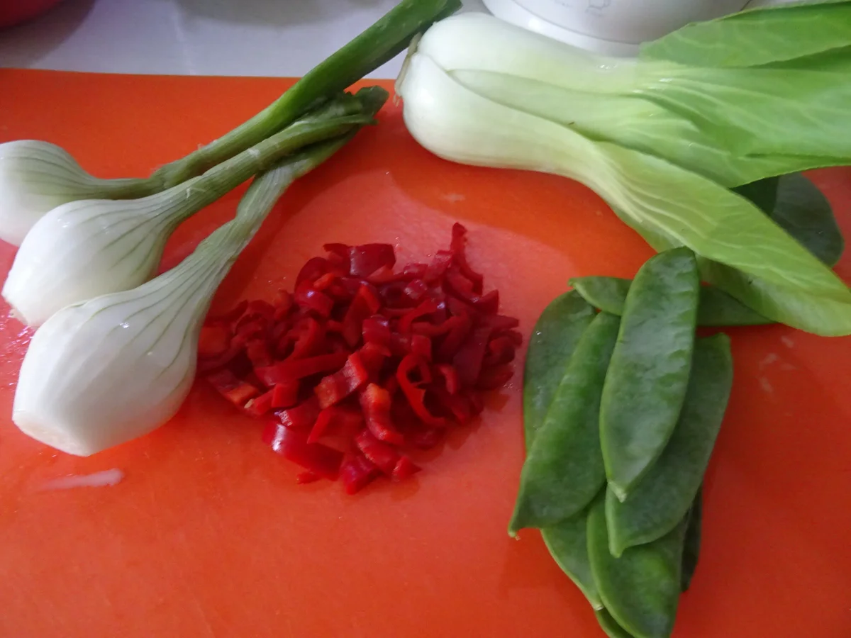 Garnelen-Spieße mit fruchtig-asiatischem Salat und gebratenen Eier-Nudeln - Rezept - Bild Nr. 10715