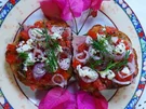 Rezept: Geröstete Ciabattino mit Tomaten, Zwiebeln und Feta Bild Nr. 2 Geröstete Ciabattino mit Tomaten, Zwiebeln und Feta - Rezept - Bild Nr. 2