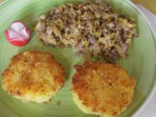 Rinderhackfleisch-Lauch-Pfanne mit Kartoffelstampf-Rösti - Rezept - Bild Nr. 2