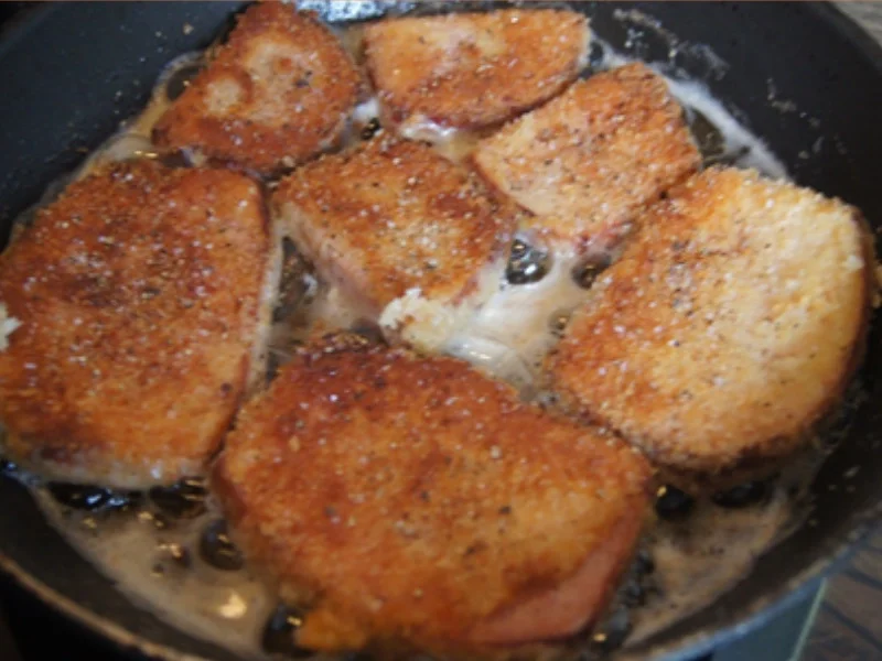 Gebratener Leberkäse mit Erbsen-Möhren-Gemüse und Kartoffeln - Rezept - Bild Nr. 6