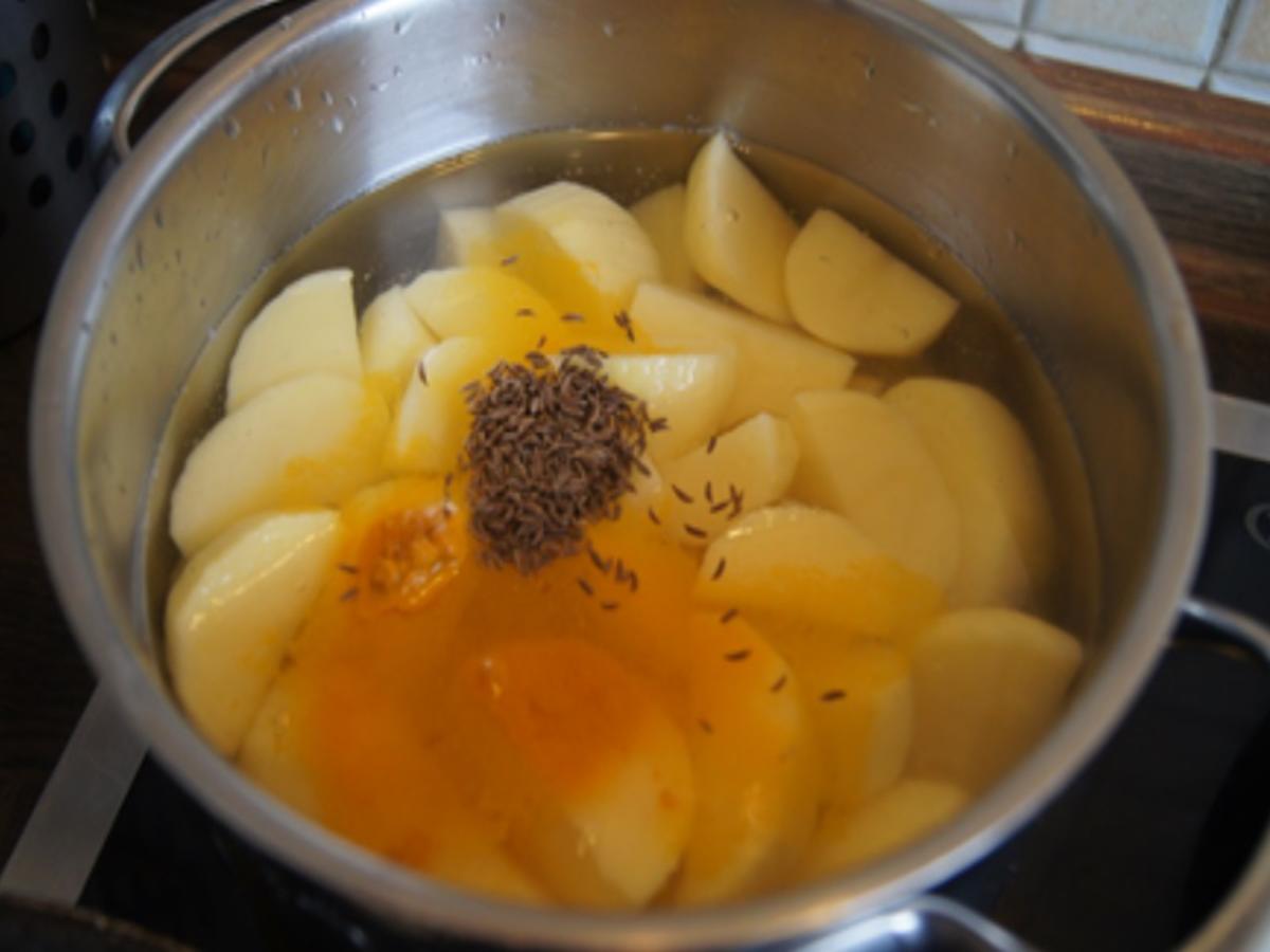 Gebratener Leberkäse mit Erbsen-Möhren-Gemüse und Kartoffeln - Rezept - Bild Nr. 15
