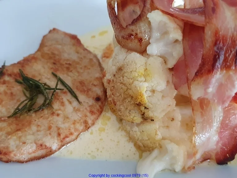 Rezept: Blumenkohl - mit Speckhaube - Fleisch = Rezeptbau NR. 11 Bild Nr. 12 Blumenkohl - mit Speckhaube - Fleisch = Rezeptbau NR. 11 - Rezept - Bild Nr. 12