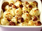 Rezept: Gratinierter Blumenkohl mit Fleischbällchen Gratinierter Blumenkohl mit Fleischbällchen - Rezept