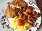 Schnitzel XXL mit Champignons und Kartoffelstampf - Rezept - Bild Nr. 10894