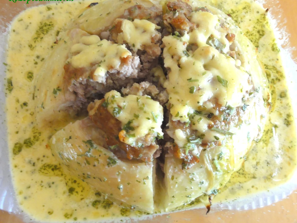 Gemüse:   JAROMAKOHL mit Hackfüllung + Käsesauce - Rezept - Bild Nr. 3