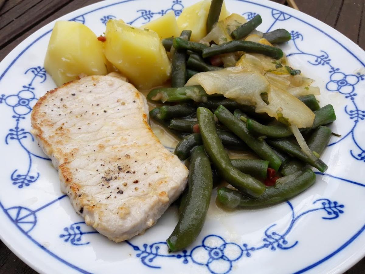 Minutensteak Mit Bohnengem Se Rezept Kochbar De