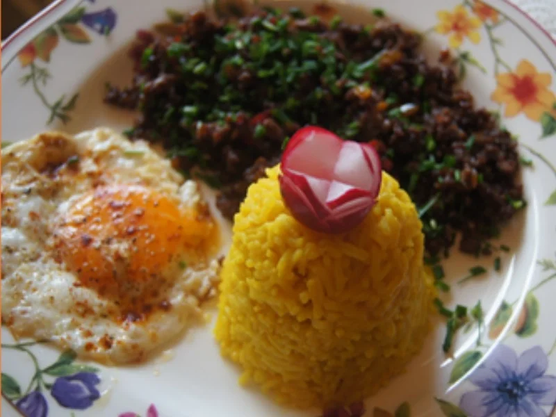 Asia-Hackfleisch mit Spiegelei und gelber Basmatireis - Rezept - Bild Nr. 16