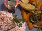 Saiblingfilet mit Ofengemüse und Senf-Dill-Dressing - Rezept - Bild Nr. 11065