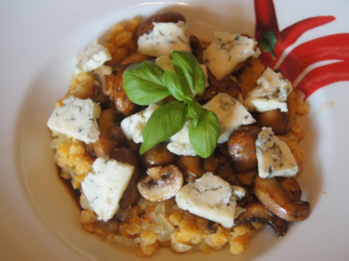 Pasta-Teller mit roten Linsen und braunen Champignons - Rezept - Bild Nr. 2