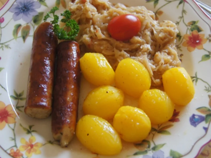 Bratwurst mit herzhaften Sauerkraut und Drillingen - Rezept - Bild Nr. 2
