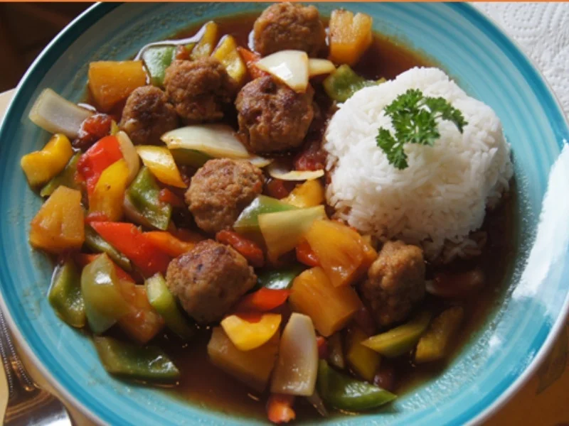 Hackbällchen mit Gemüsemix süß-sauer im Römertopf und Basmatireis - Rezept - Bild Nr. 2
