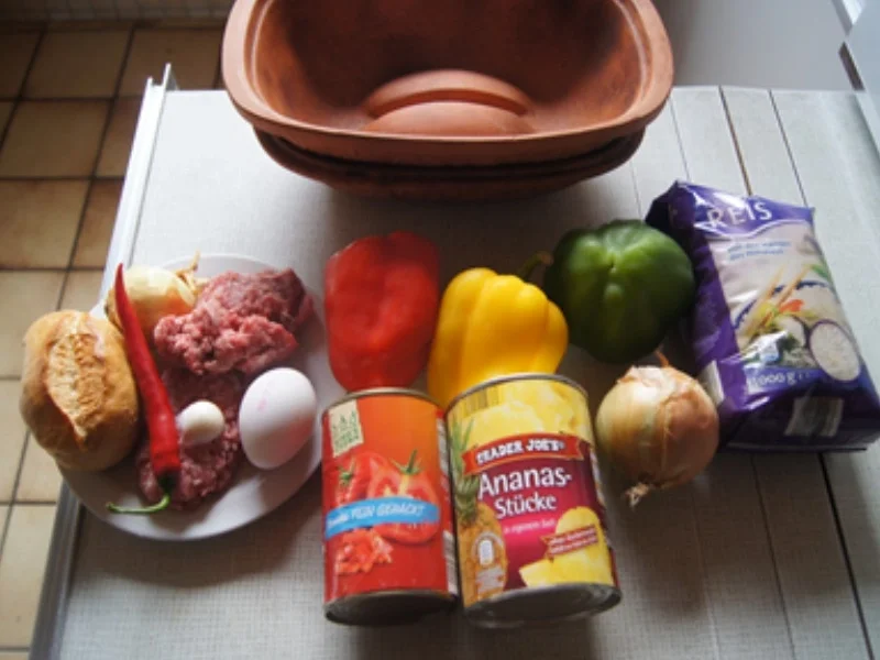 Hackbällchen mit Gemüsemix süß-sauer im Römertopf und Basmatireis - Rezept - Bild Nr. 4