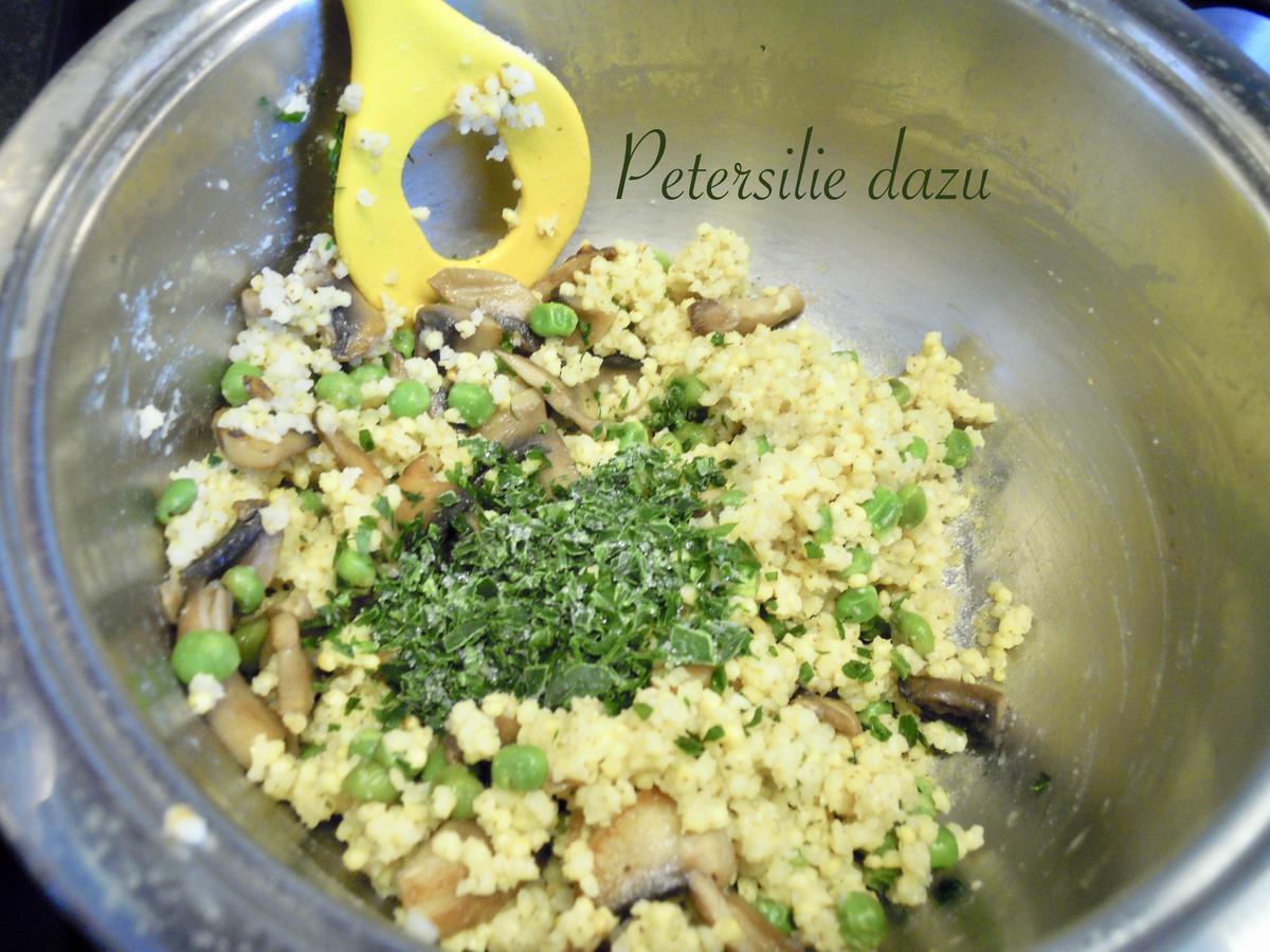 Schonkost - &amp;quot;Hirsotto&amp;quot; mit Pilzen und Erbsen - Rezept