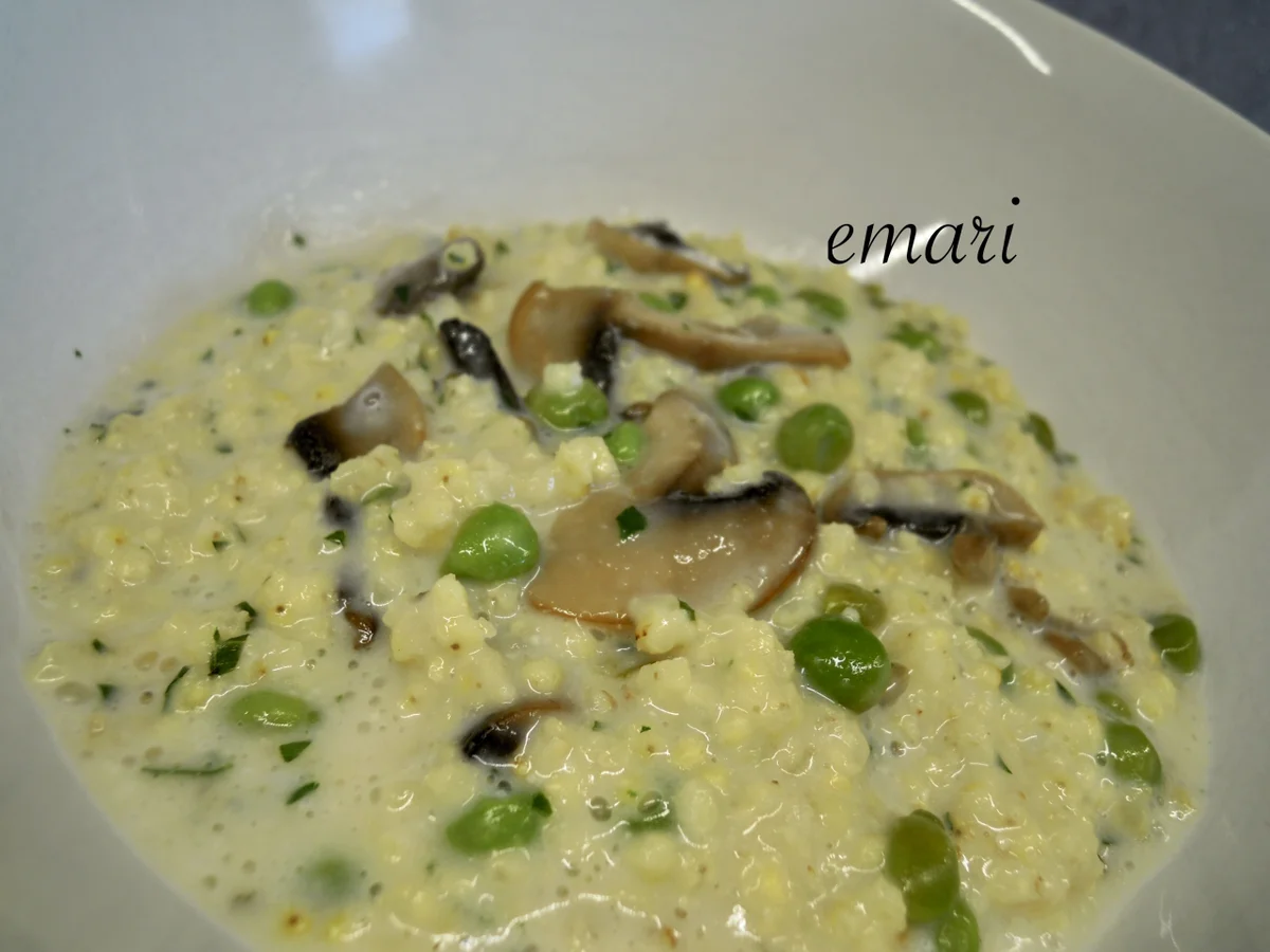 Rezept: Schonkost - "Hirsotto" mit Pilzen und Erbsen Bild Nr. 12 Schonkost - "Hirsotto" mit Pilzen und Erbsen - Rezept - Bild Nr. 12