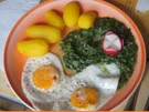 Rezept: Würziger Rahmspinat mit Kartoffeln und Spiegeleiern Bild Nr. 2 Würziger Rahmspinat mit Kartoffeln und Spiegeleiern - Rezept - Bild Nr. 2