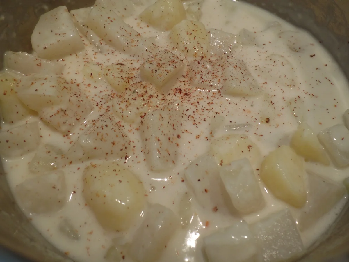 Rezept: Kabeljau auf -Kartoffel-Kohlrabi-Rahm on Top mit Radieschen-Salsa Bild Nr. 11218 Kabeljau auf -Kartoffel-Kohlrabi-Rahm on Top mit Radieschen-Salsa - Rezept - Bild Nr. 11218