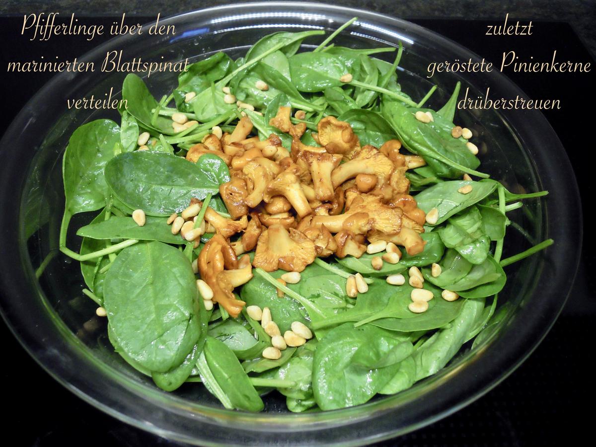 marinierter Blattspinat Salat mit Pfifferlingen - Rezept - Bild Nr. 3
