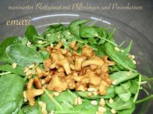 marinierter Blattspinat Salat mit Pfifferlingen - Rezept - Bild Nr. 4