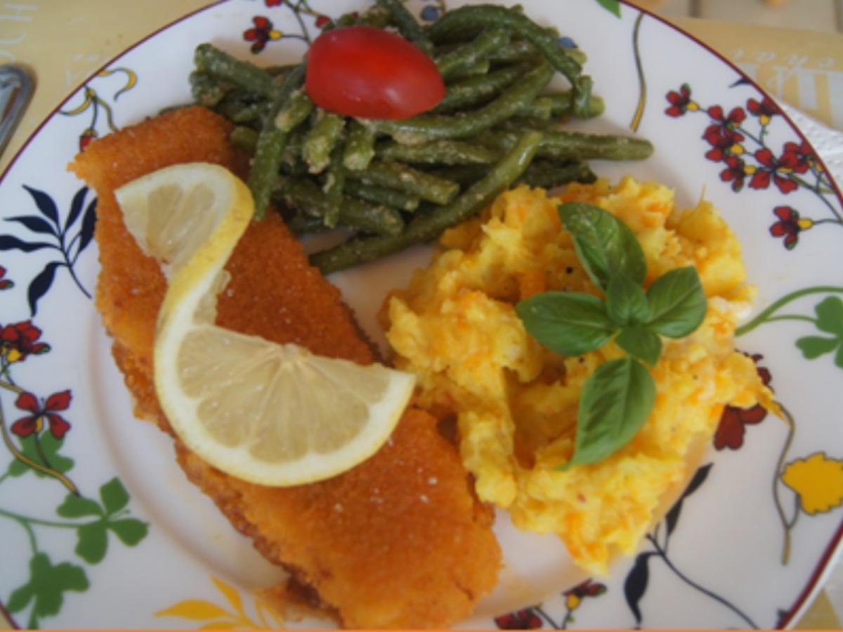 Seelachsfilet mit Buschbohnen und Möhren-Kartoffel-Stampf - Rezept - Bild Nr. 11235