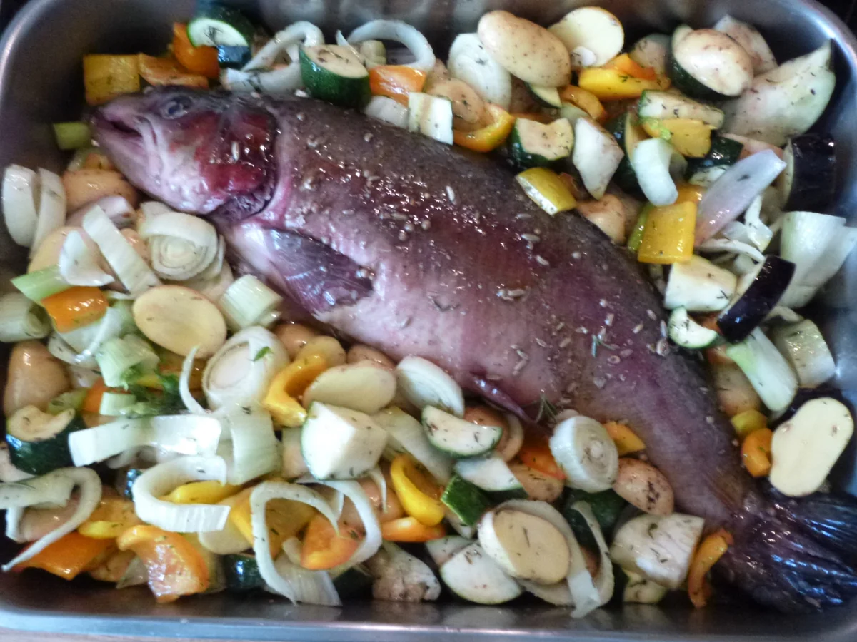 Lachsforelle auf mediterranem Ofengemüse - Rezept - Bild Nr. 5