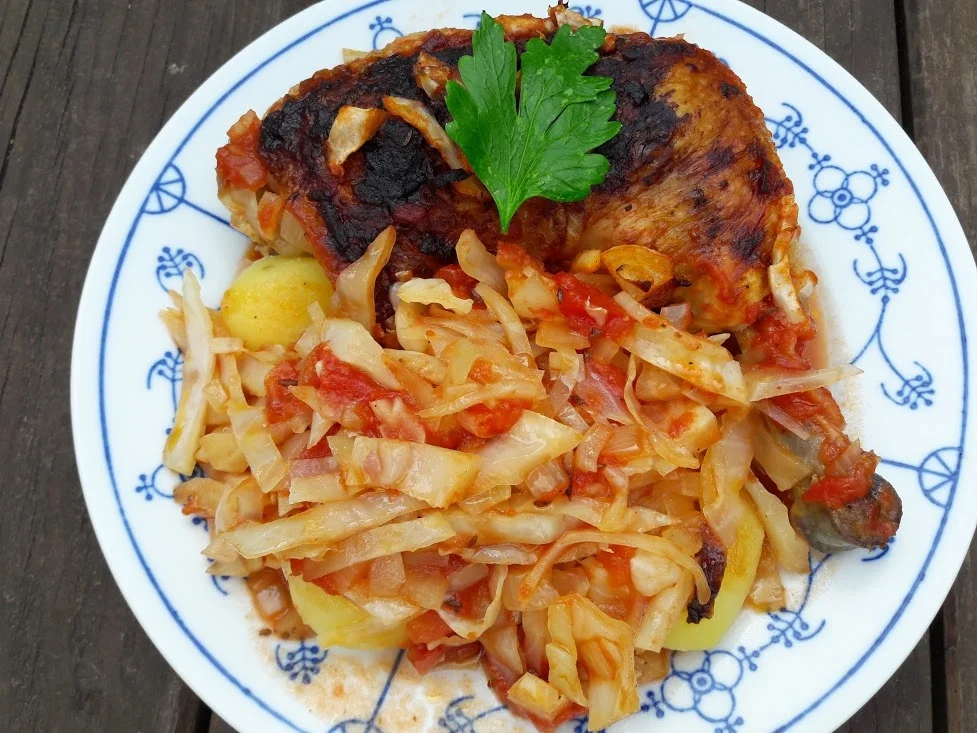 Hähnchenkeule auf Weißkohl - Rezept - Bild Nr. 2