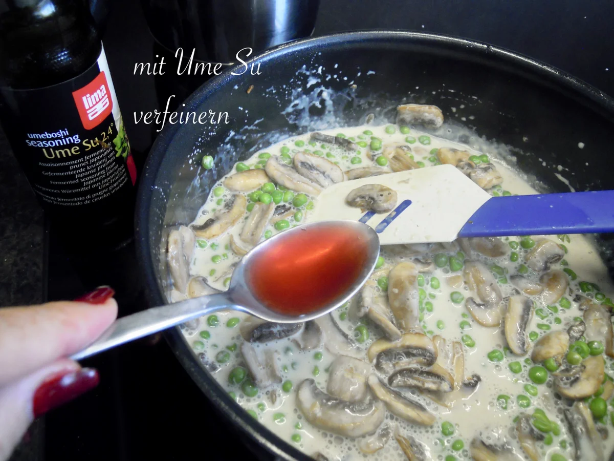 Schonkost - cremige leckere Glasnudeln mit Champions und Erbsen - Rezept - Bild Nr. 11329