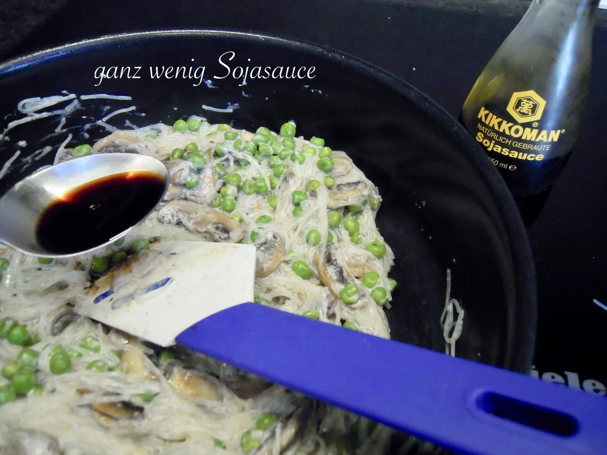 Schonkost - cremige leckere Glasnudeln mit Champions und Erbsen - Rezept - Bild Nr. 11334