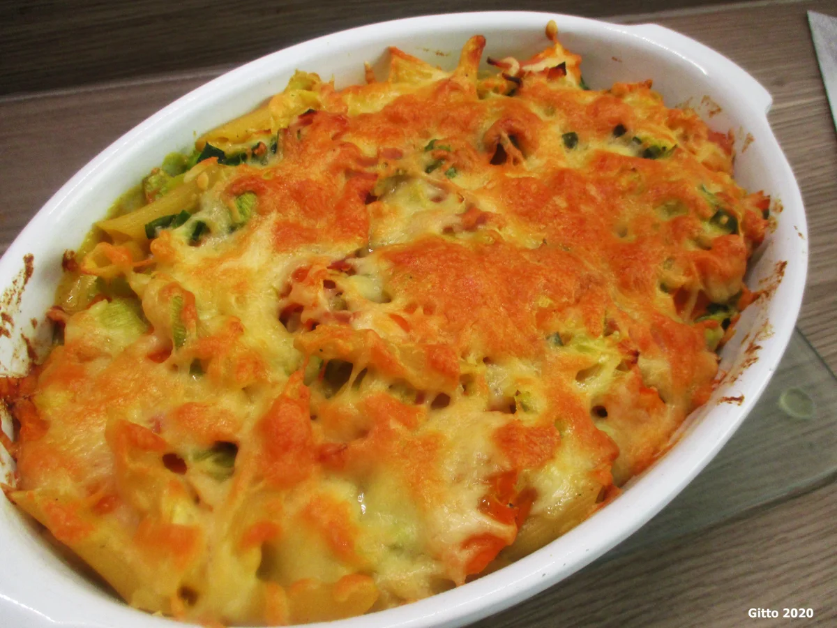 Rezept: Nudelauflauf mit Schinken, Porree und Möhren Bild Nr. 11378 Nudelauflauf mit Schinken, Porree und Möhren - Rezept - Bild Nr. 11378