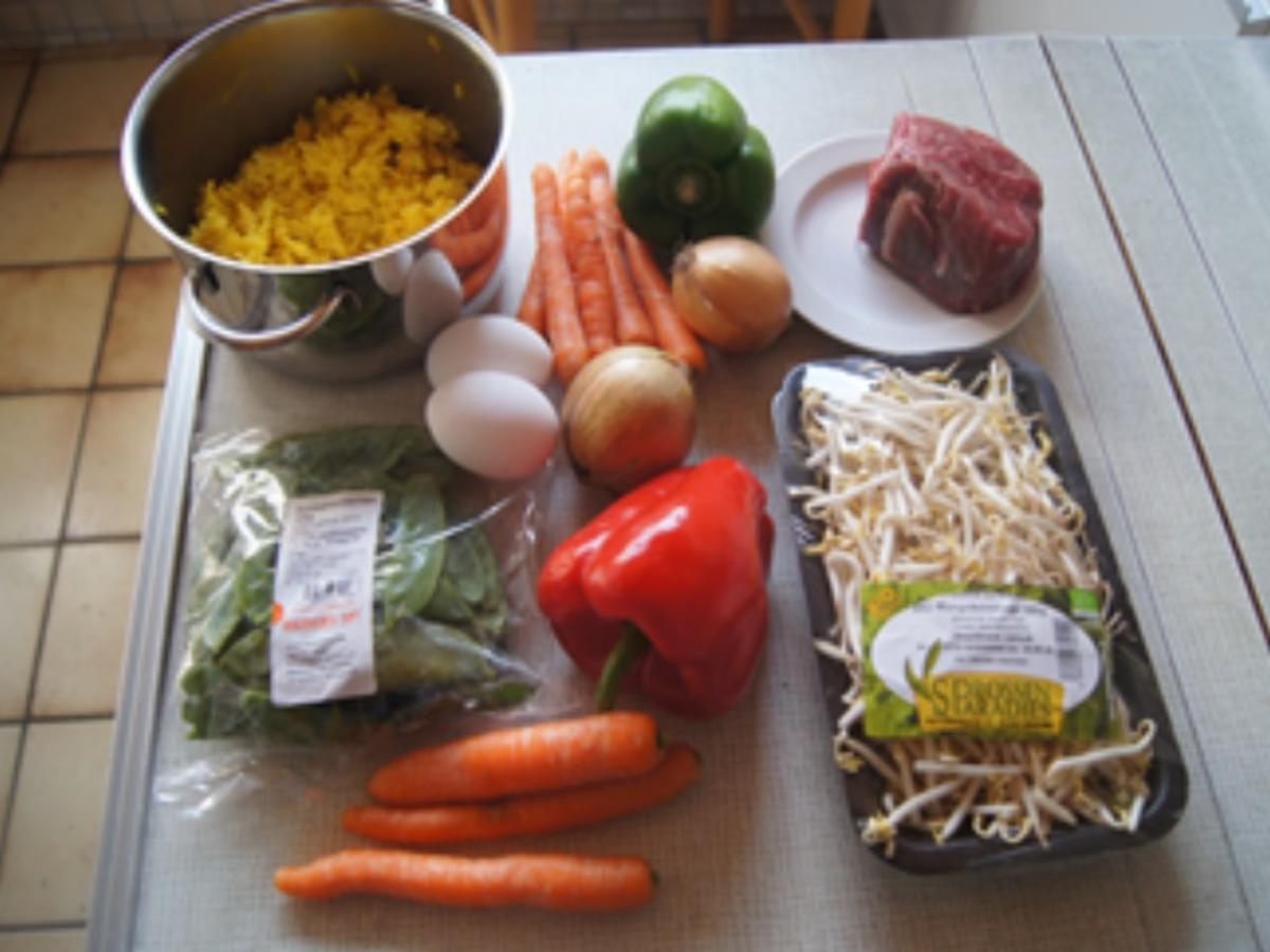 Rindfleisch mit Gemüse und Bratreis - Rezept - Bild Nr. 3