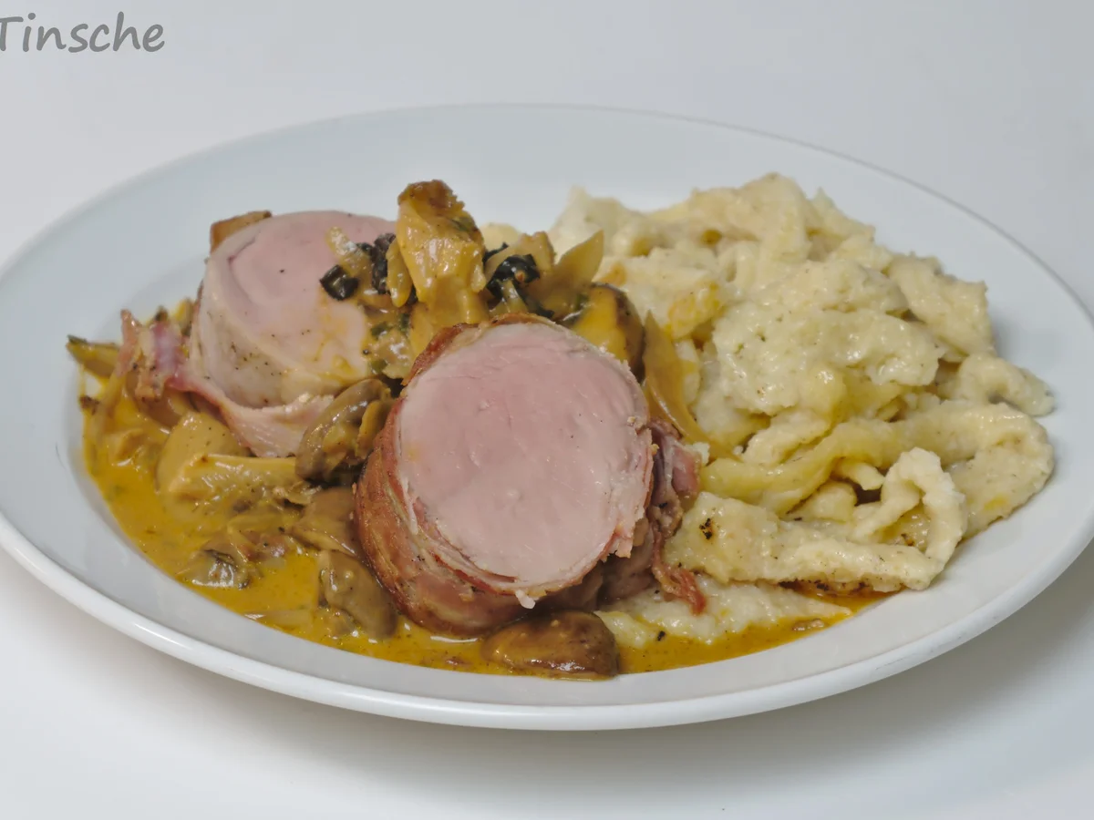 NT- Schweinefilet im Speckmantel mit Pilzrahm - Rezept - Bild Nr. 5