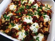 Gratinierte Kartoffelpfannkuchen mit Hack, Pilzen und Tomaten - Rezept - Bild Nr. 11530