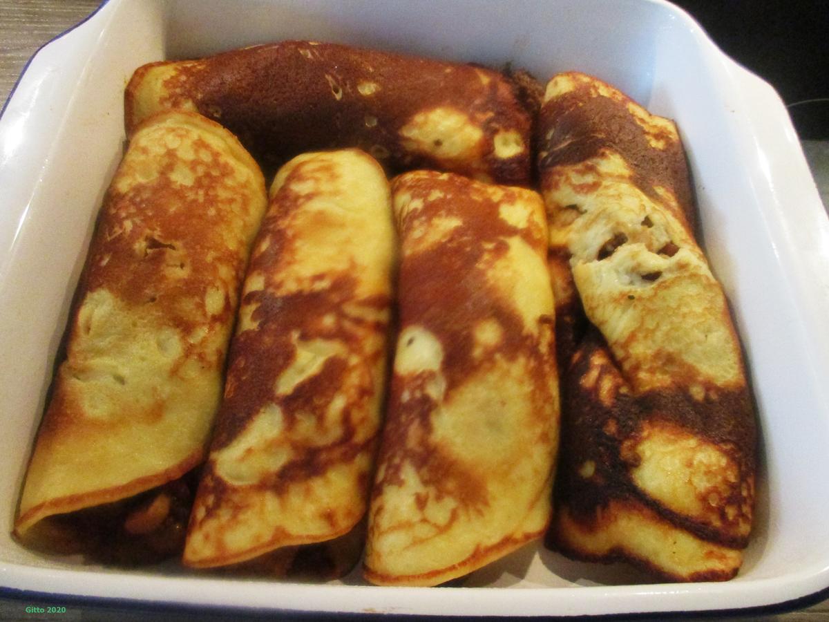 Gratinierte Kartoffelpfannkuchen mit Hack, Pilzen und Tomaten - Rezept - Bild Nr. 11538