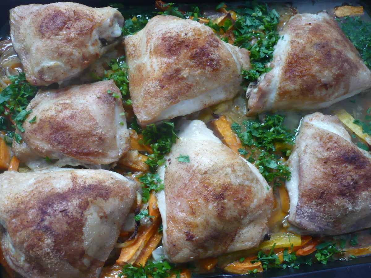 Hähnchen mit Butternut-Kürbis und Süßkartoffeln - Rezept - Bild Nr. 2