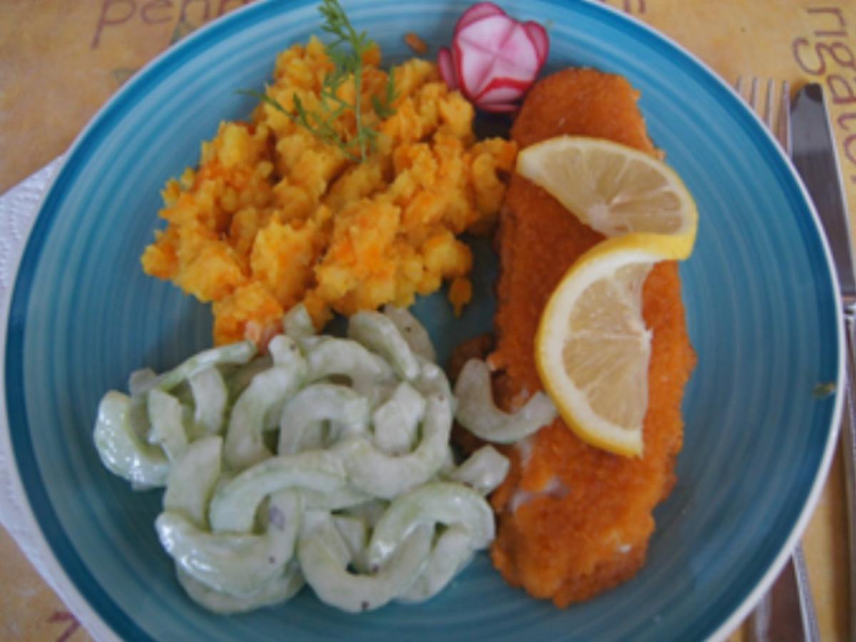 Alaska-Seelachsfilet mit Gurkensalat und Möhren-Kartoffel-Stampf - Rezept - Bild Nr. 17