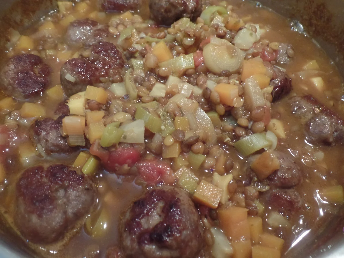 Berglinseneintopf mit Mettbällchen - Rezept - Bild Nr. 11576