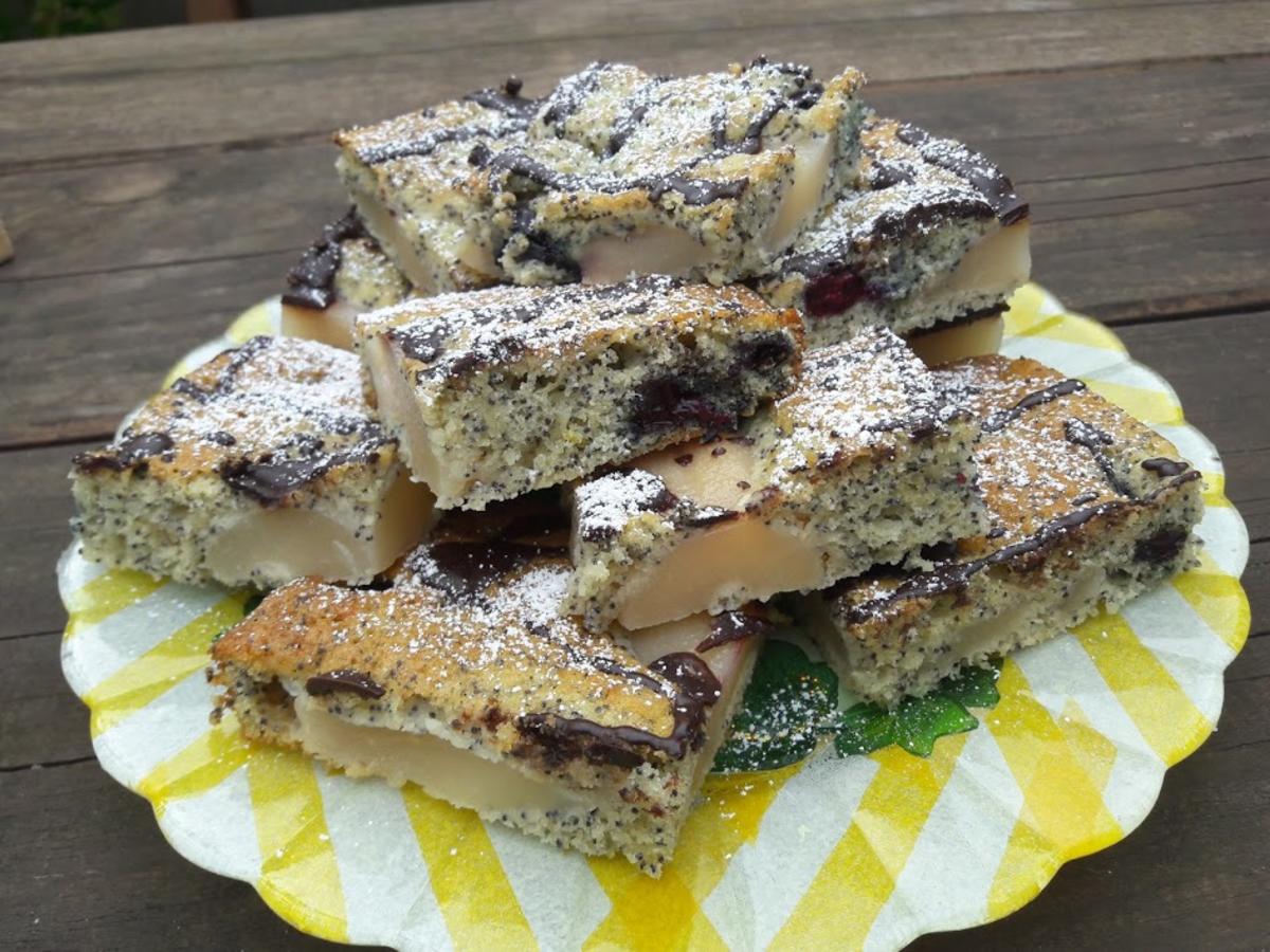 Mohnkuchen mit Birnen und Blaubeeren - Rezept - Bild Nr. 2