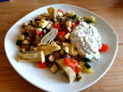 Maultaschen-Gemüsepfanne mit Kräuterdip - Rezept - Bild Nr. 2