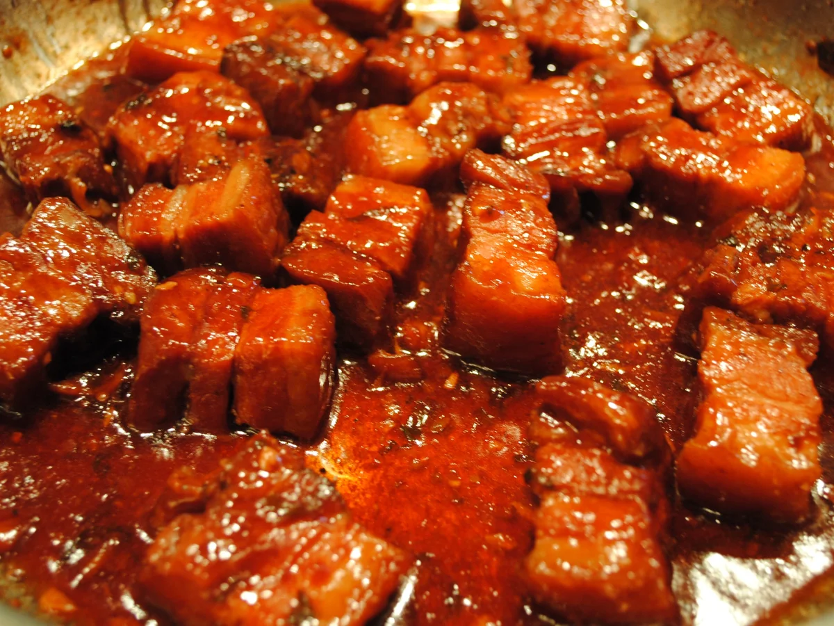 red pork belly / Duftreis / Asia-Pilze - Rezept - Bild Nr. 11672