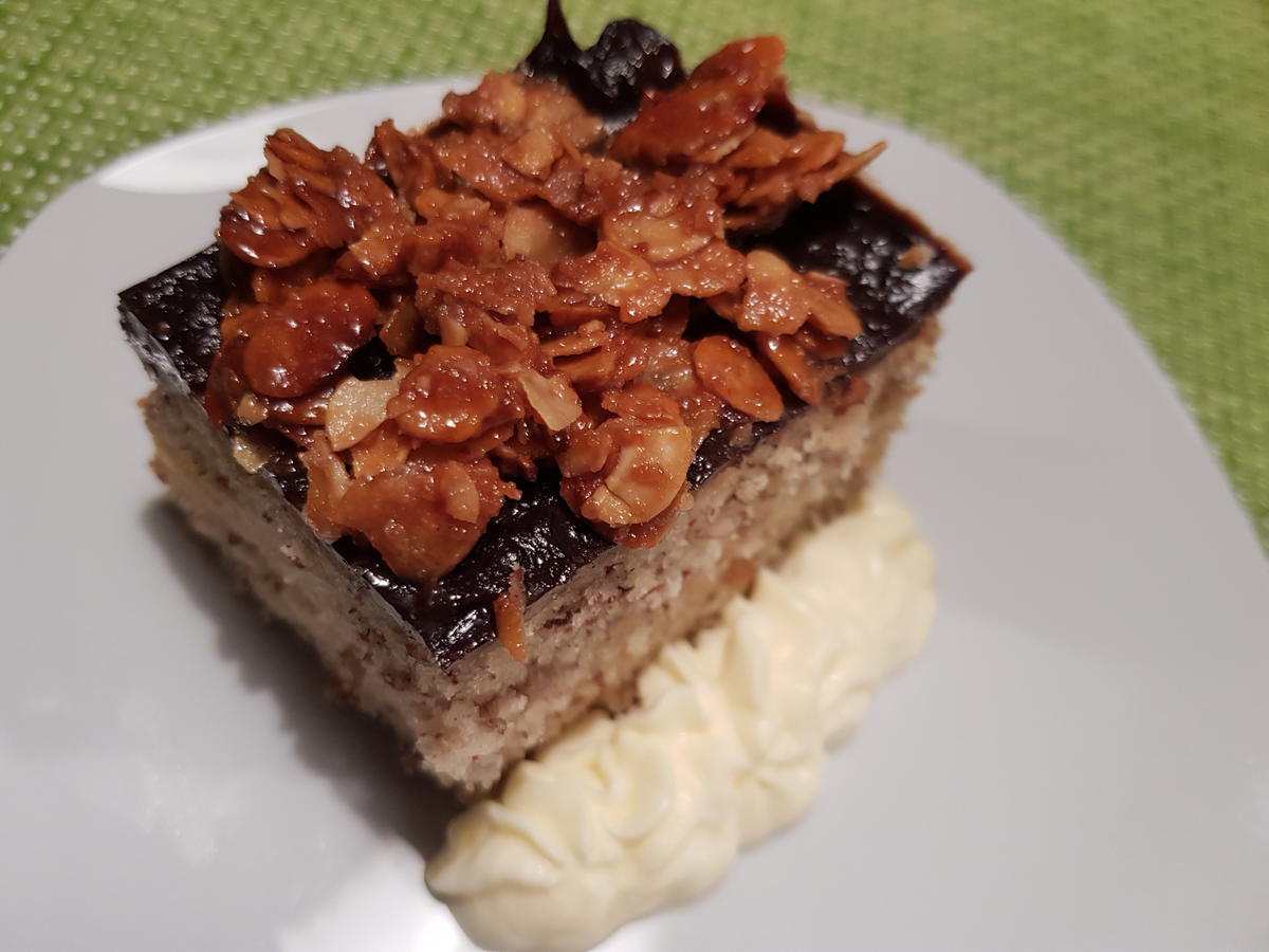 Mandel Pudding Kuchen Mit Krokant Haube Rezept Kochbarde